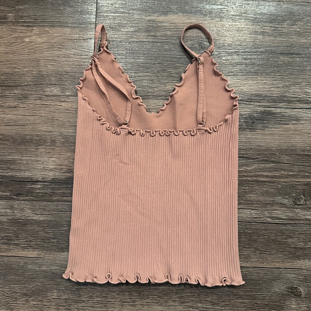 Free People Ruffled Ribbed Camisole - Soft Pink - Picture 3 of 6